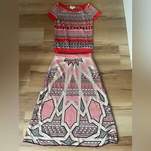 temperley london 2 Peice  Red and Black Geometric Outfit